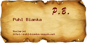 Puhl Bianka névjegykártya